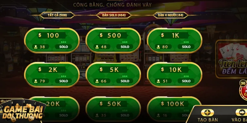 Có nhiều bàn đánh tiến lên để chọn