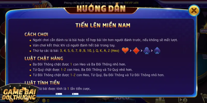 Game bài đổi thưởng Tiến Lên Miền Nam với cách chơi đơn giản nhất