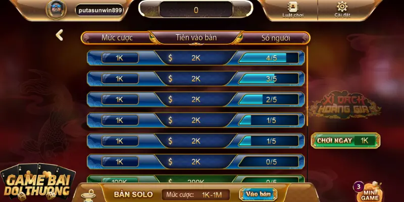 Game bài đổi thưởng xì dách hoàng gia Sunwin có đặc trưng thế nào?