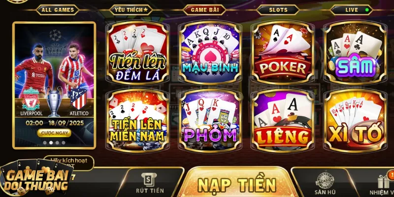 Loạt game bài đổi thưởng vip
