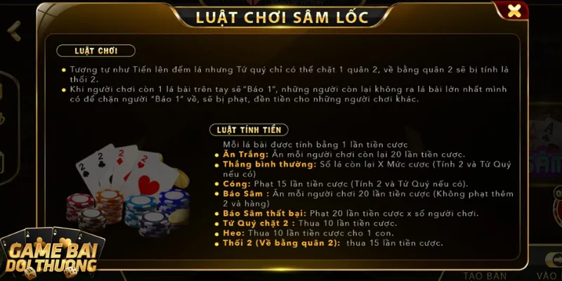 Luật game bài đổi thưởng Sâm rất đơn giản