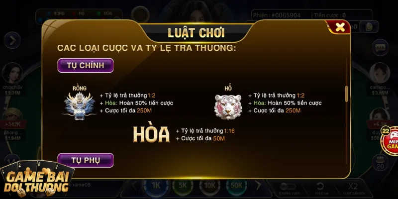 Rồng hổ là game bài có tỷ lệ thắng cao