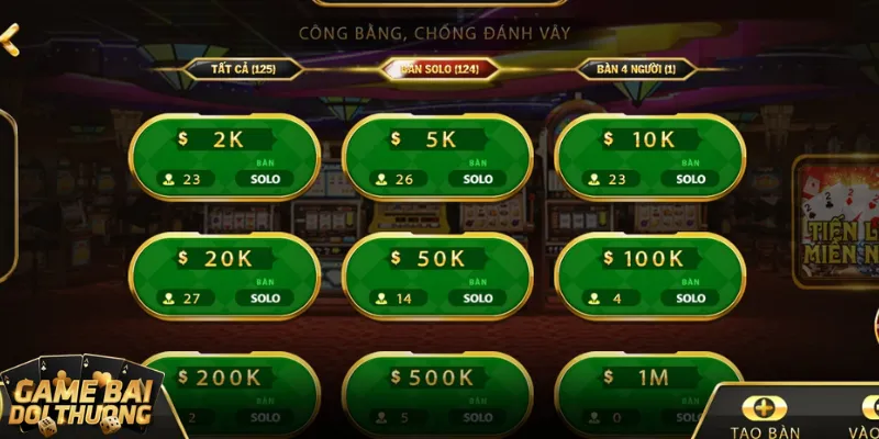 Bàn cược game bài đổi thưởng tiến lên