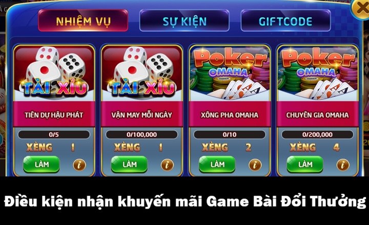 Điều kiện nhận khuyến mãi Game Bài Đổi Thưởng