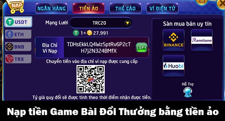 Hướng dẫn nạp tiền Game Bài Đổi Thưởng 